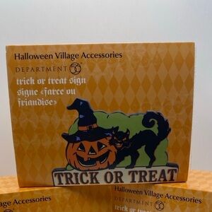 Department 56 Halloween Trick or Treat Sign - Orange and Black